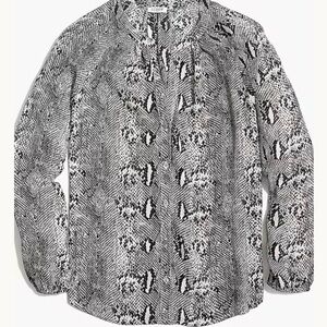 J. Crew Long-sleeve snakeskin-print button-up raglan top
